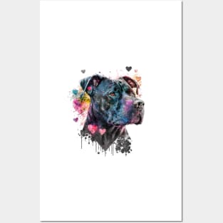 Valentines Pitbull black - Unleashing love, one wag at a time Posters and Art